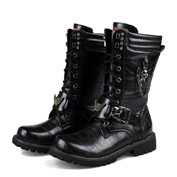 Mens Combat Moto Boots